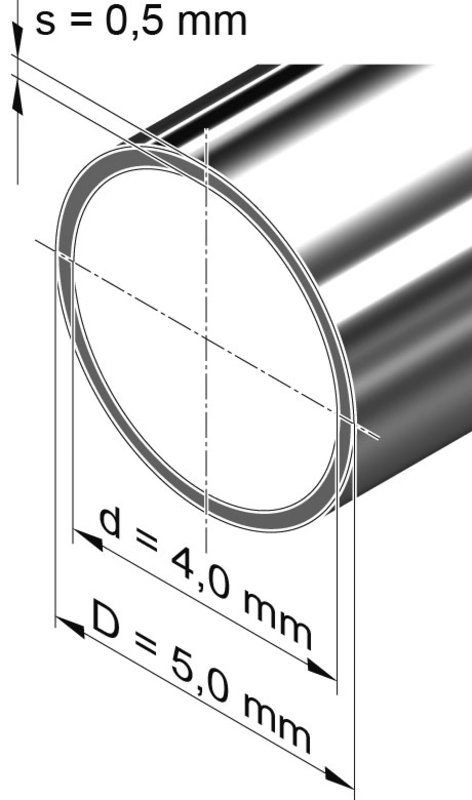 Edelstahlrohr - dünnwandig 5 x 0,5 mm - Hochwertiges Material für  zahlreiche Anwendungen