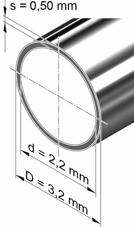 Edelstahlrohr - 3,2 x 0,50 mm - Sondermaße zu günstigen Preisen